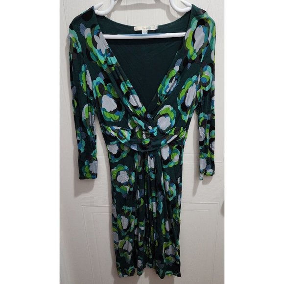 Boden Dresses & Skirts - BODEN Women's 3/4 Sleeve Surplice V Neck Drape Dress Green/Blue Floral Size 8P